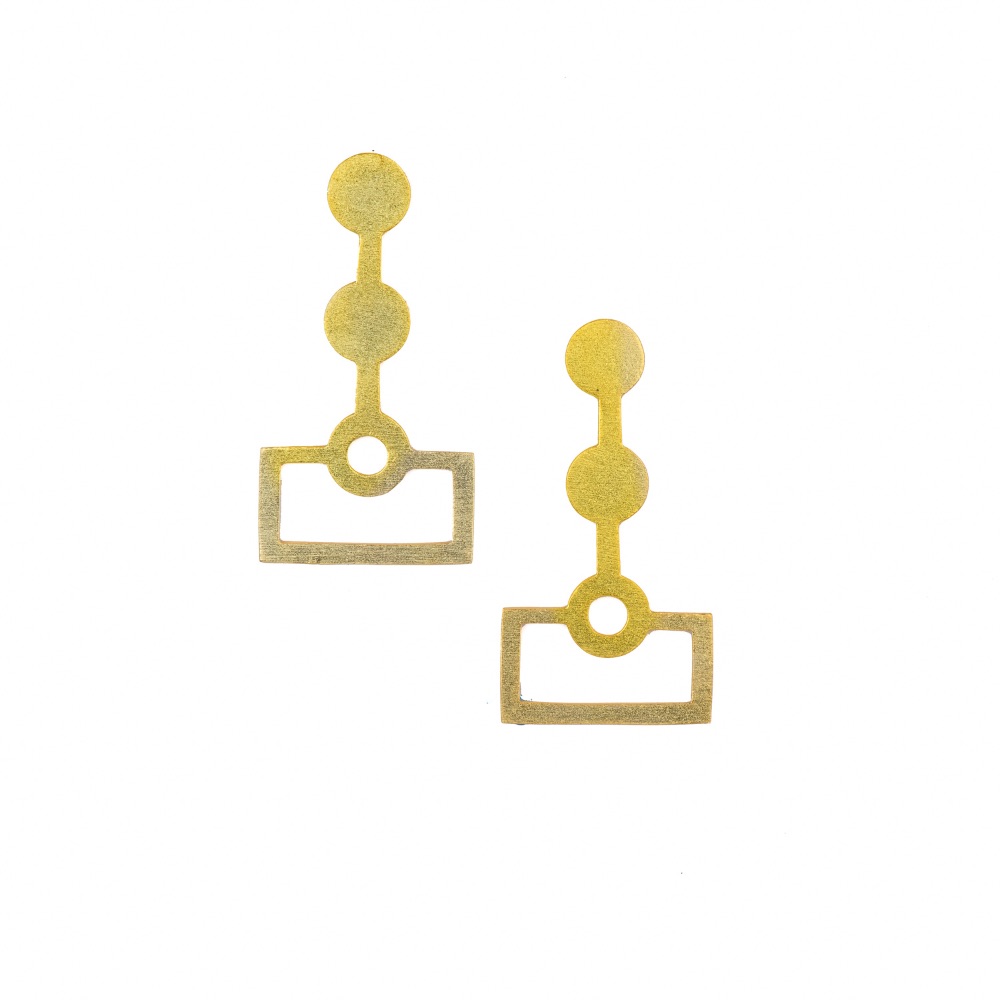 Three Circle & Rectangle Earring